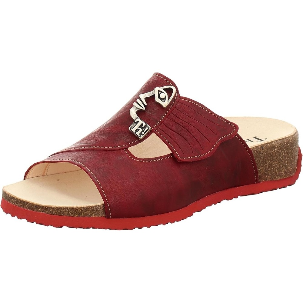 Think! Mizzi Face Sandals Slide Leather Red Women's Size 39 US 8
